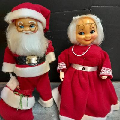 Vintage Empire Blo Mold electric Candle with handmade Mr. and Mrs. Claus