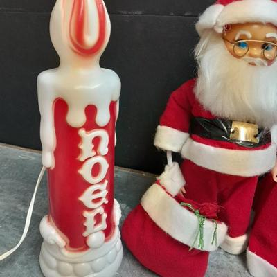 Vintage Empire Blo Mold electric Candle with handmade Mr. and Mrs. Claus
