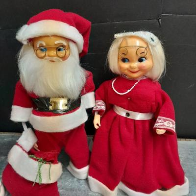Vintage Empire Blo Mold electric Candle with handmade Mr. and Mrs. Claus