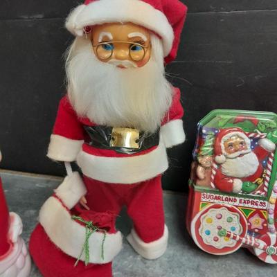 Vintage Empire Blo Mold electric Candle with handmade Mr. and Mrs. Claus