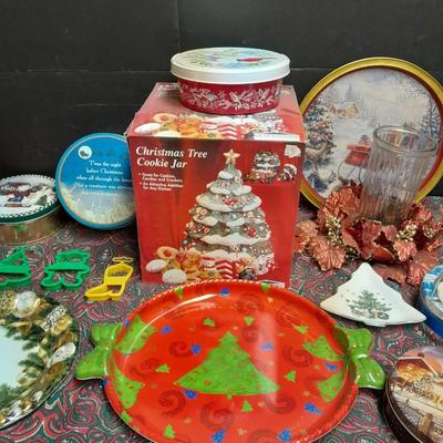 Christmas Cookies for Everyone! Tree shaped cookie jar, with Cookie tins and cookie platters