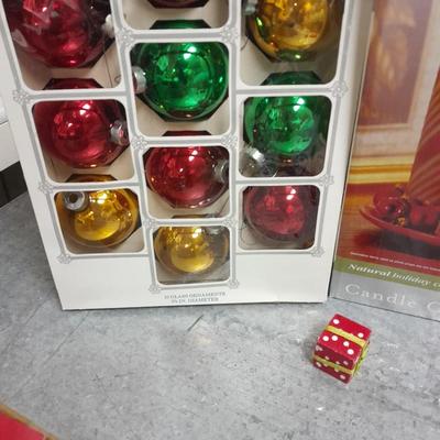 Christmas Decorations, Mini and C9 lights, wreath, ornaments, new candle set