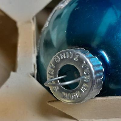 Vintage Shiny Brite Christmas Ornaments Made in USA Glittery with designs.