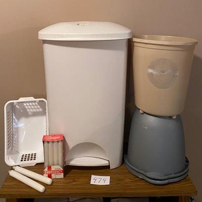 Trash Cans, Bucket and Candles