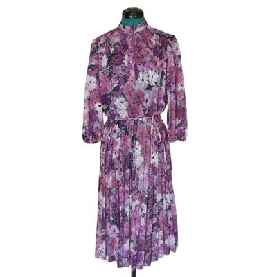 Vintage Purple Floral Dress M