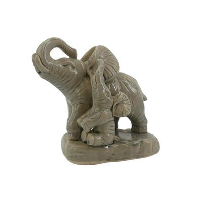 Ceramic Mother and Baby Elephant Figurine