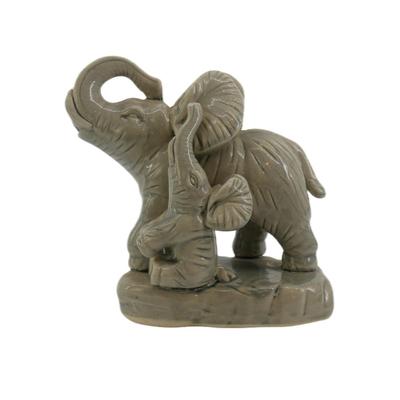 Ceramic Mother and Baby Elephant Figurine