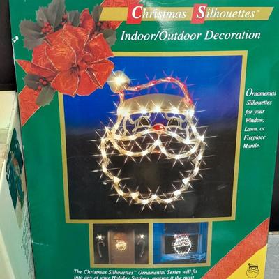 Vintage Sears Nativity set, Santa Light up window decoration, and C9 Christmas lights