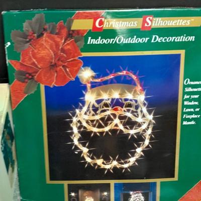 Vintage Sears Nativity set, Santa Light up window decoration, and C9 Christmas lights