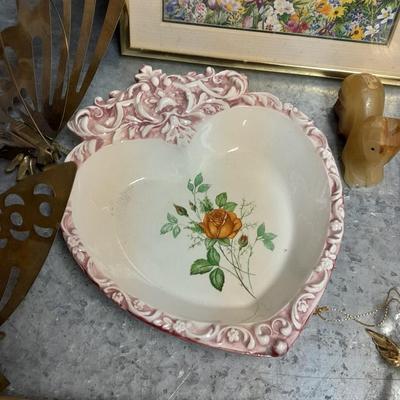 Variety of home decor, Footprints poetry music box and framed art, brass butterflies and more