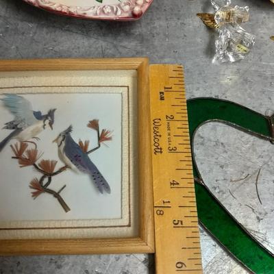 Variety of home decor, Footprints poetry music box and framed art, brass butterflies and more