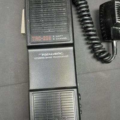 Vintage handheld Realistic CB radio with case and a multi-plug power supply TRC-208 5 watt 6 channel