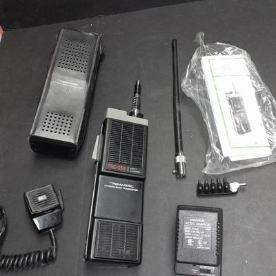 Vintage handheld Realistic CB radio with case and a multi-plug power supply TRC-208 5 watt 6 channel