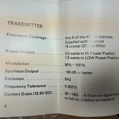 Vintage handheld Realistic CB radio with case and a multi-plug power supply TRC-208 5 watt 6 channel