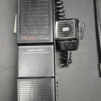 Vintage handheld Realistic CB radio with case and a multi-plug power supply TRC-208 5 watt 6 channel