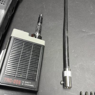 Vintage handheld Realistic CB radio with case and a multi-plug power supply TRC-208 5 watt 6 channel