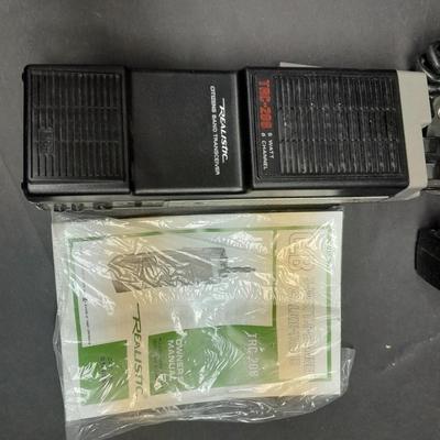 Vintage handheld Realistic CB radio with case and a multi-plug power supply TRC-208 5 watt 6 channel