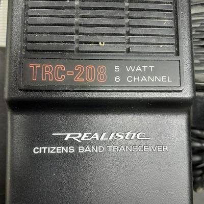 Vintage handheld Realistic CB radio with case and a multi-plug power supply TRC-208 5 watt 6 channel