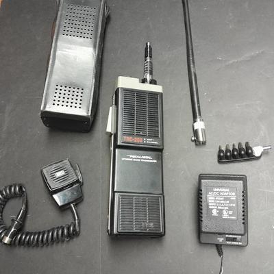 Vintage handheld Realistic CB radio with case and a multi-plug power supply TRC-208 5 watt 6 channel