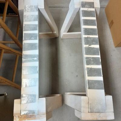 Two homemade short sawhorses with metal tops VERY sturdy and nice