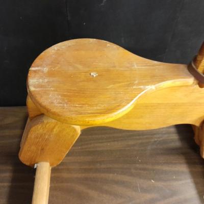 Wooden horse and Vintage teddy bear