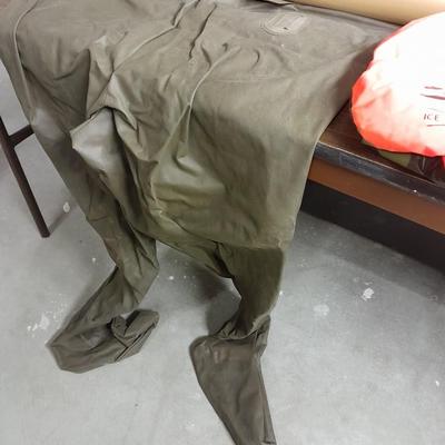 Fishing waders, Polar seat and Two Cabela's fishing rod tubes
