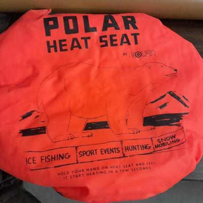 Fishing waders, Polar seat and Two Cabela's fishing rod tubes