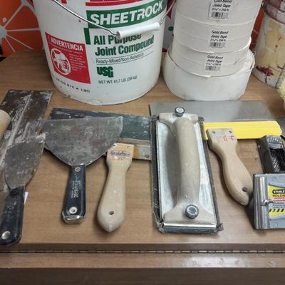 Drywall and Painting tools Many trowels, gold bond joint tape, and more
