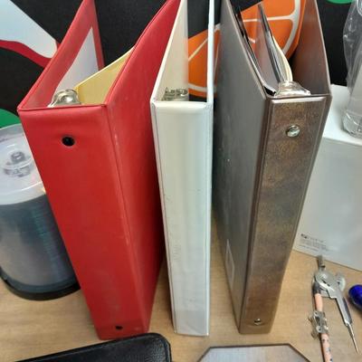Office / School supplies, new computer speakers, 3 ring binders, more