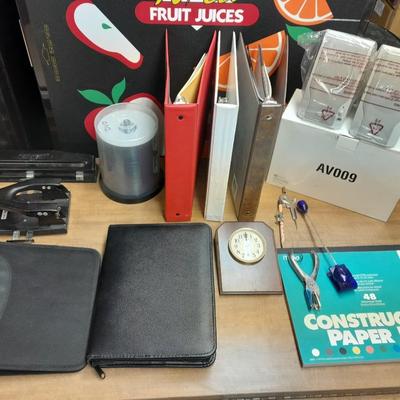 Office / School supplies, new computer speakers, 3 ring binders, more