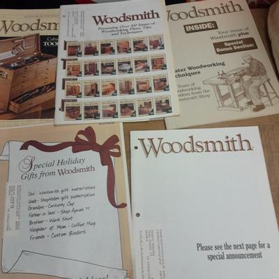 Hardback wood working books, and Woodsmith magazine back issues.