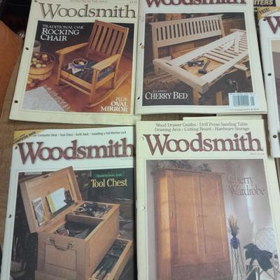 Hardback wood working books, and Woodsmith magazine back issues.