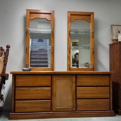 Nine drawer Dresser with shelved Mirrors