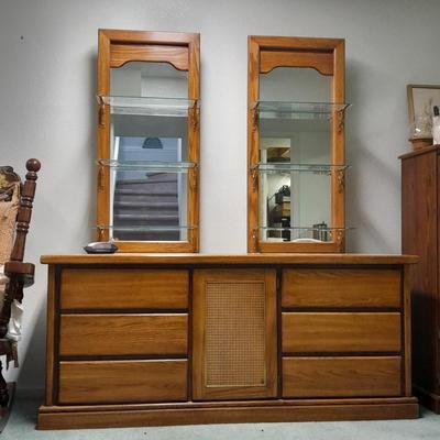 Nine drawer Dresser with shelved Mirrors