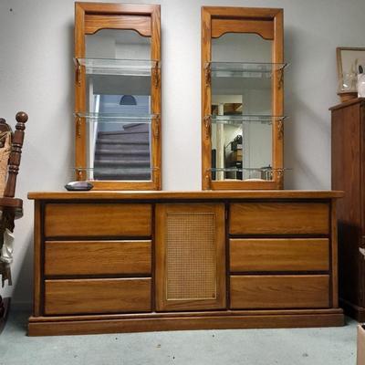 Nine drawer Dresser with shelved Mirrors