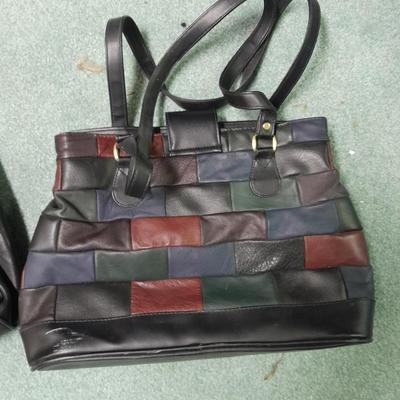 Rattan wicker bag and two purses. Genuine leather