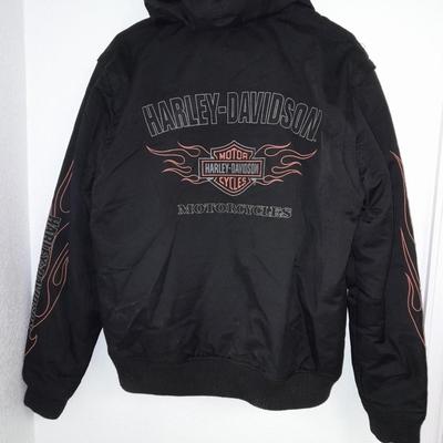 Hooded Harley Davidson Motorcycles Jacket with zip off sleeves