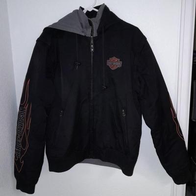 Hooded Harley Davidson Motorcycles Jacket with zip off sleeves