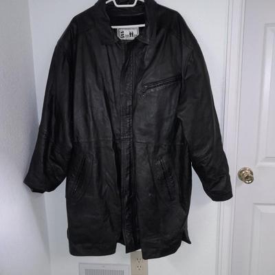 Exceed Men's genuine Leather black coat XL TALL