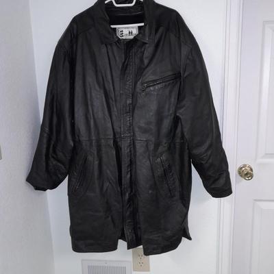 Exceed Men's genuine Leather black coat XL TALL