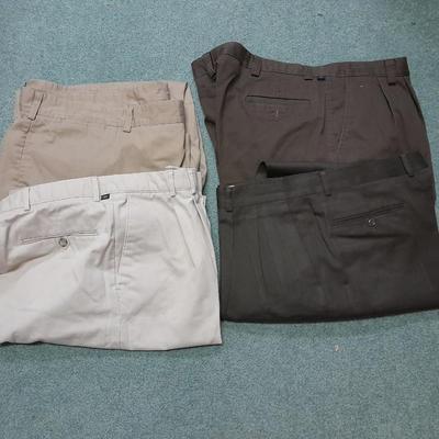 Four pairs of Men's Slacks 42 x 30, Cabela's 48 REG, Docker's 40 x 32