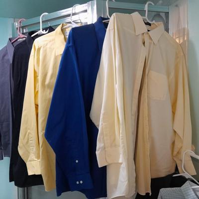 Eight Men's long sleeve button up shirts xl, 18, 34/35