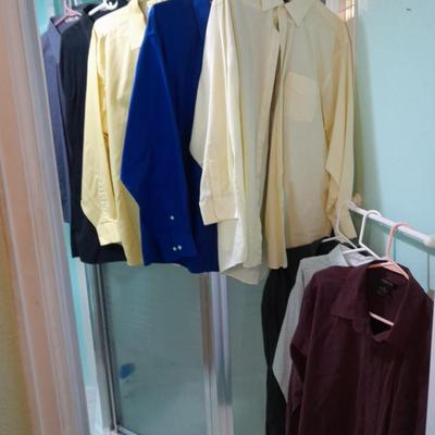 Eight Men's long sleeve button up shirts xl, 18, 34/35