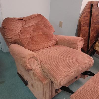 LA-Z-BOY Chair Company Recliner with Rock and swivel too and floor lamp