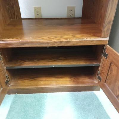 TV cabinet with Cross stitch Pheasent picture, wooden goose and candle sconce