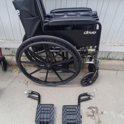Drive folding Mobility chair wheelchair with removable leg rests.