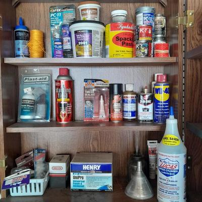 Folding door storage cabinet with Household and automobile chemicals