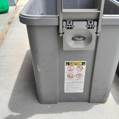 Craftsman multi-level step stool toolbox with wooden handled trowels and tools