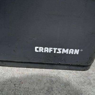 Craftsman multi-level step stool toolbox with wooden handled trowels and tools