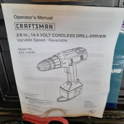 Craftsman 3/8" 14.4 Volt Cordless Drill Driver with case and drill bits